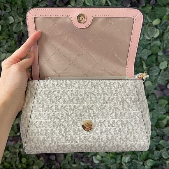 MICHAEL KORS Jet Set Medium Signature Convertible Crossbody Bag Metallic Pink - Picture 6 of 8